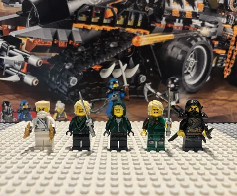 LEGO NINJAGO Minifig Lot of 5 Ninjas - Lloyd, Cole, and Zane Rebooted w/ Weapons