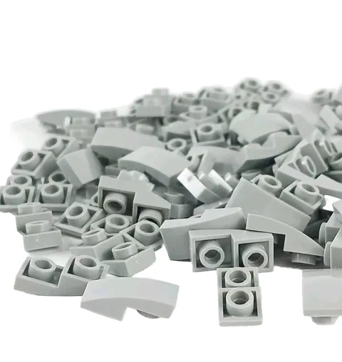 100 Pieces LEGO Light Bluish Grey Slope 1 x 2 Curved Inverted Tiles 24201 Lot