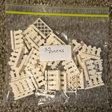 LEGO Bulk Lot White Plastic Fence Pieces in Polybag, 35 Pieces
