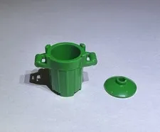 Lego Dark Green Dustbin Dust Bin Trash Can New Lid City