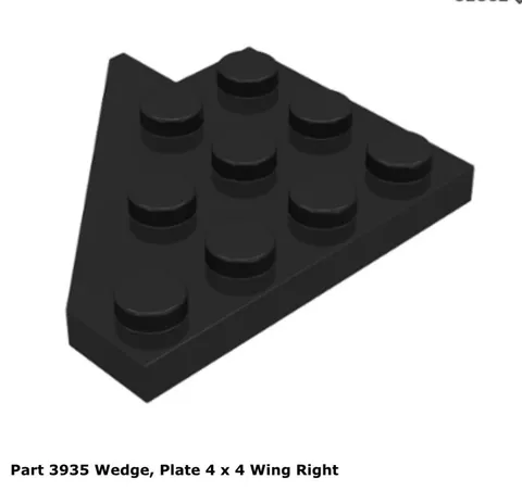 Lego 1x 3935 Black Wedge, Plate 4 x 4 Wing Right Space Police II 6897