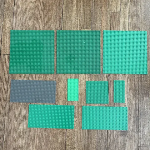 Lot of 9 Lego Vintage Green & Gray Thin Base Plates 16X32 32x32  8x16 16x16