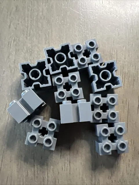 LEGO 90258 Dark Bluish Gray Brick Modified 2x2 w/ Channels & Axle Hole 10 Pieces