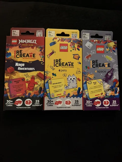 Lego Recreate Activity Cards - Pets, Space, Ninjago- New in Box -30 Cards 25 pcs