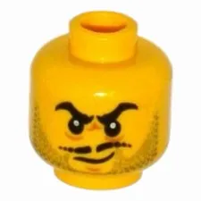 LEGO Minifigure, Head Beard Gray Stubble, Black Moustache