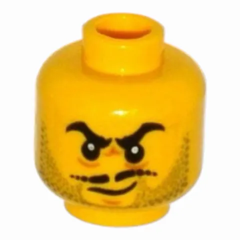 LEGO Minifigure, Head Beard Gray Stubble, Black Moustache