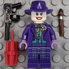 Lego DC Super Heroes Minifigure SH0608 The Joker Dark Turquoise Bow Printed Legs