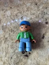 Lego Duplo Figure Man Blue Cap Green Shirt Lt. Blue Pants