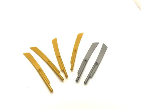 LEGO Parts Propeller  (Sword Blade) FLAT Silver  (2) Gold (4) Lot of 6