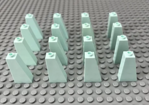 Lego Lot of 16 Slope 75 2 x 1 x 3 (4460a) Open Stud Bricks Light Aqua