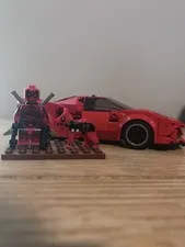 Deadpool custom minifig with retired Ferrari LEGO set