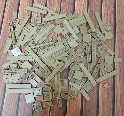 LEGO Bulk Lot 166 pc Genuine Flat Tiles Dark Tan 1x1, 1x2, 1x3, 1x6, 2x2