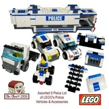 LEGO City Police Command Center 7743 Lot with Extra Vehicles 9 Pieces Used