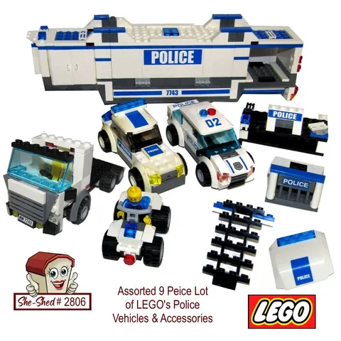 LEGO City Police Command Center 7743 Lot with Extra Vehicles 9 Pieces Used