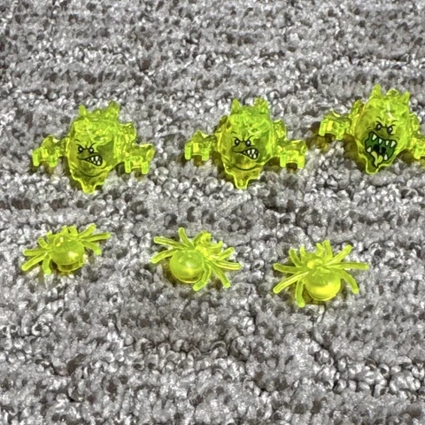 LEGO Nexo Knights Trans-Neon Green Printed Ghost Heads & Spiders Lot - 6 Pieces
