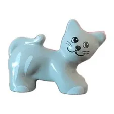 Lego Duplo Cat Figure P/N 31102pb01 Gray W/White 1.5"Tall