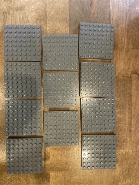Lego Lot of 11 Brick 8x8 Thick Base Plates Gray