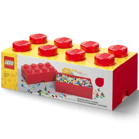 LEGO Storage Brick Bright Red 8 Knob Container Organizer Box Holds 1600 Bricks