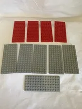 Lot of 10 Lego Base Plates Red Gray 6 x 14 #52