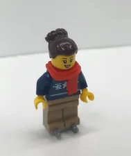 LEGO CITY Part cty1824 - Dark Blue Tree Sweater, Red Scarf, Tan Legs, Ice Skates