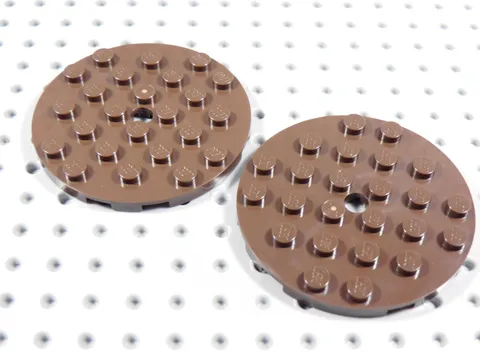 LEGO Lot of 2 Dark Brown 6x6 Round Plates BA