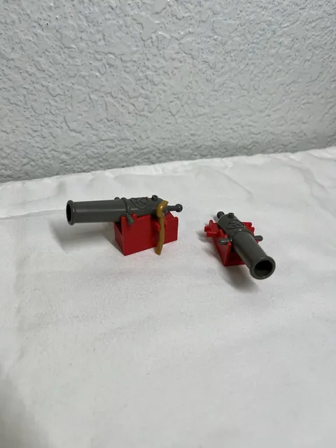Vintage Lego - Lot of 2 - Pirate Cannons - Gray & Red