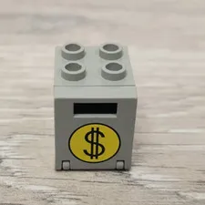 Lego 4346px3 & 4345 Old Light Gray Container Box 2 x 2 x 2 Door with Dollar Sign