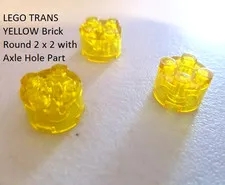 LEGO Lot of 3 TRANS YELLOW Brick Round 2 x 2 with Axle Hole BUILDING PART