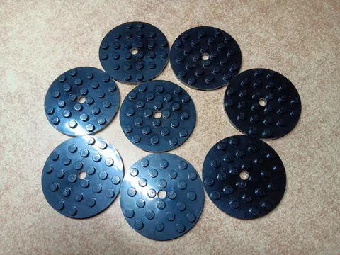 LEGO BULK LOT OF 8 BLACK 6X6 ROUND PLATE WITH HOLE #11213