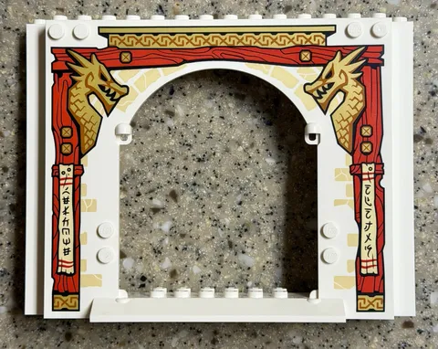 Lego White Panel 4 x 16 x 10 with Scrolls and Gold Dragon Ninjago Temple 71831