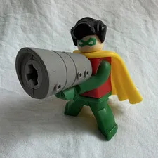 LEGO Robin Minifigure Figure with Yellow Cape & Launcher Gray Accessory Plastic
