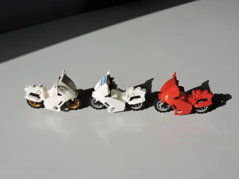 Lego Motorcycle Bike Lot Of 3 Authentic Police Red White
