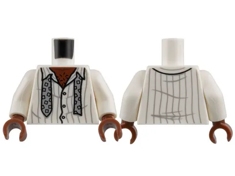 LEGO White Torso Shirt with Buttons, Open Collar, and Light Bluish Gray Pinstrip