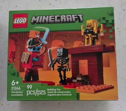 LEGO Minecraft The Nether Lava Battle 21266 Set, 99 Pieces, 6+, Alex, Blaze