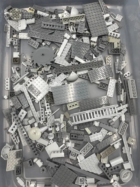 1 lb. Bulk Mixed Gray Legos - standard blocks and unique pieces (Lot K)