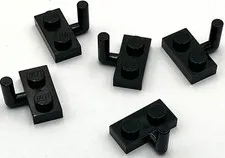 Lego 5 New Black Plates Modified 1 x 2 with Bar Arm Up Horizontal Arm Parts