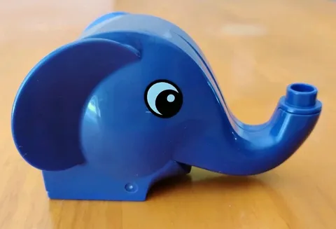 Purple Duplo Figure Head Animal 2 x 2 Base Elephant with Black and White Eyes