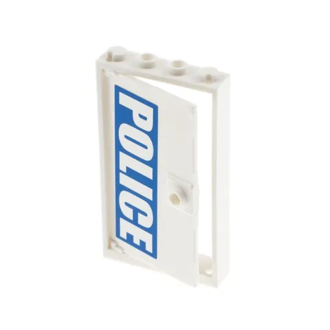 1X Lego Door Frame 1X4X6 White Door Leaf Disc POLICE Right 60616PB002R 60596