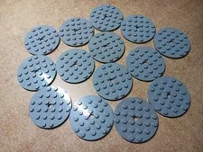 LEGO BULK LOT OF 14 LIGHT BLUISH GRAY 6X6 ROUND PLATE WITH HOLE #11213