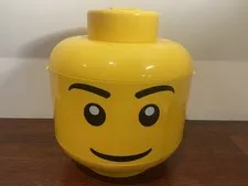 LEGO Storage Head Large Yellow Carry Case Toy Brick Organizer 2 Shelves 31cm