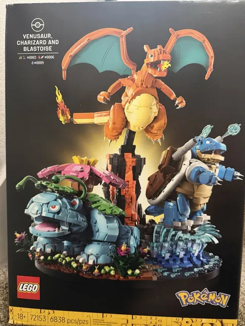 Lego Pokemon 72153 Venusaur Charizard Blastoise Set with Kanto Badges