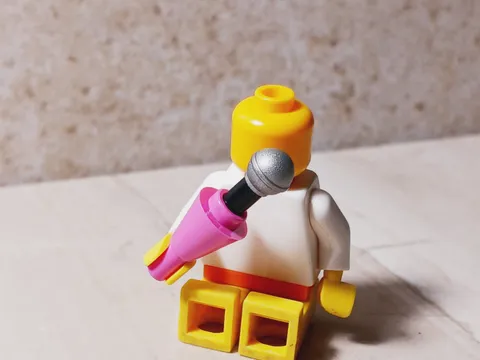 New LEGO Microphone Silver Ball Retro Small and Big Mic Listening device PINK