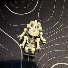 LEGO Plastic Minifigure Gray Skeleton w/ Multiple Arms, Skull Head & Black Legs