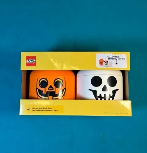 LEGO Storage Head Small 2 Pcs Halloween Edition Pumpkin Skeleton New in Box