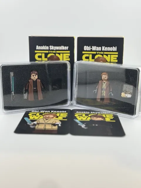 Life Brick x FJ Brick Customs Lego Star Wars Anakin & Obi complete set figures