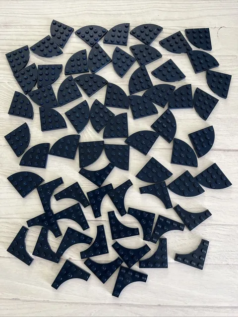 LEGO DARK BLUE LOT 66 PCS 4X4 PLATE ROUND CORNER VARIETY EARTH NAVY BLUE
