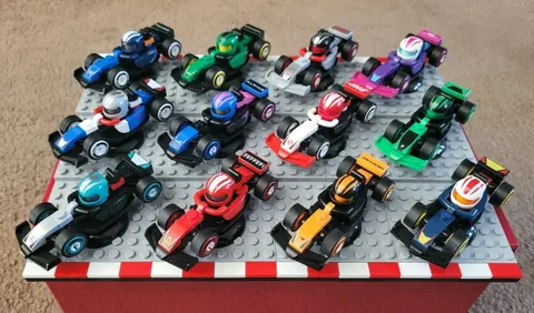 Complete Set of 12 Lego Mini F1 Cars 71049 With GENUINE LEGO DISPLAY BASE STAND