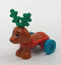 LEGO Dog Dachshund Minifig with Wheelchair & antlers, Friends Animal Wheels
