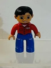Duplo Lego Man Red Top Blue Pants Ville Figure Only- 3” #509H1