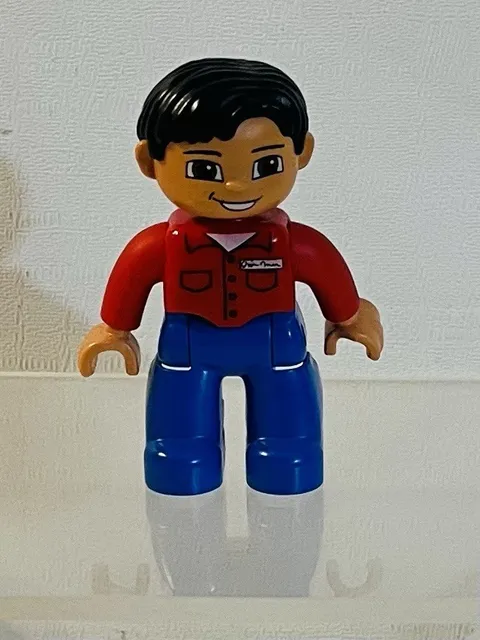 Duplo Lego Man Red Top Blue Pants Ville Figure Only- 3” #509H1